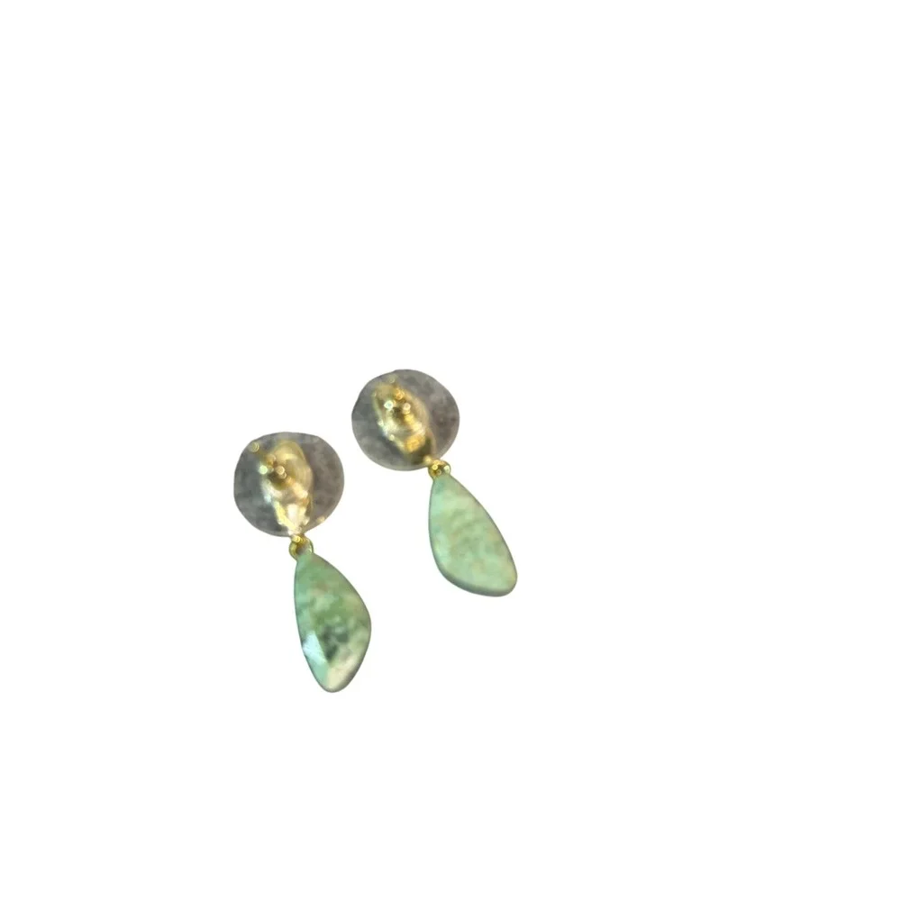 Kendra Scott Jewelry Set Womens OS Green Gold Layered Necklace & Drop Earrings